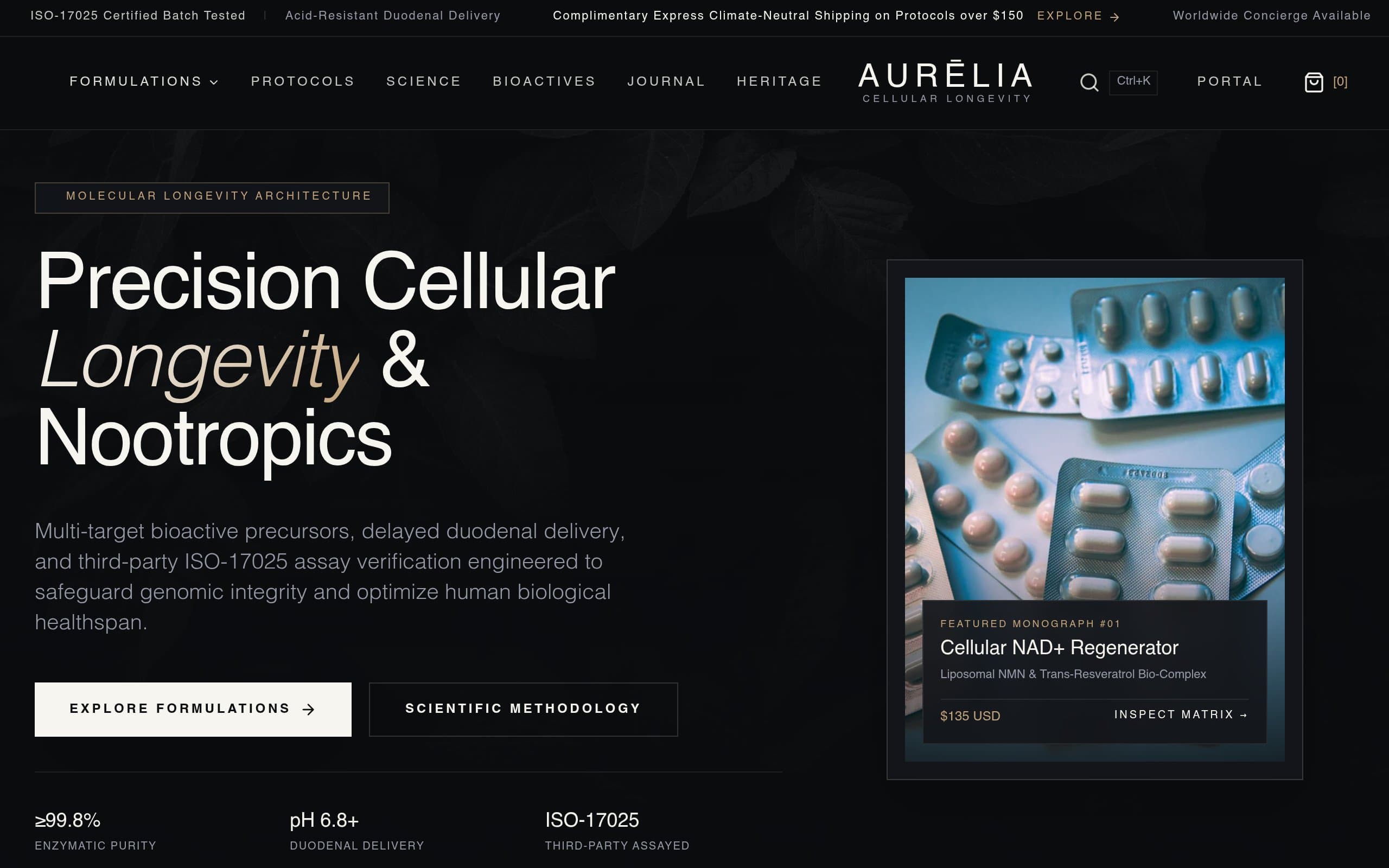 AURĒLIA — Cellular Longevity & Precision Nootropics